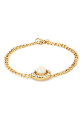 Estelle Pearl With White Stone Bracelet - Indian Silk House Agencies