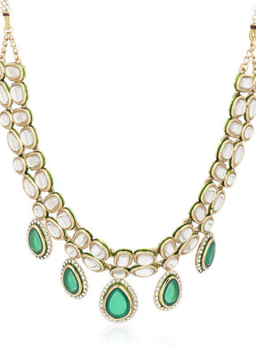 Estelle Traditional Polki Stone Gold Plated Jewellery Set - Indian Silk House Agencies
