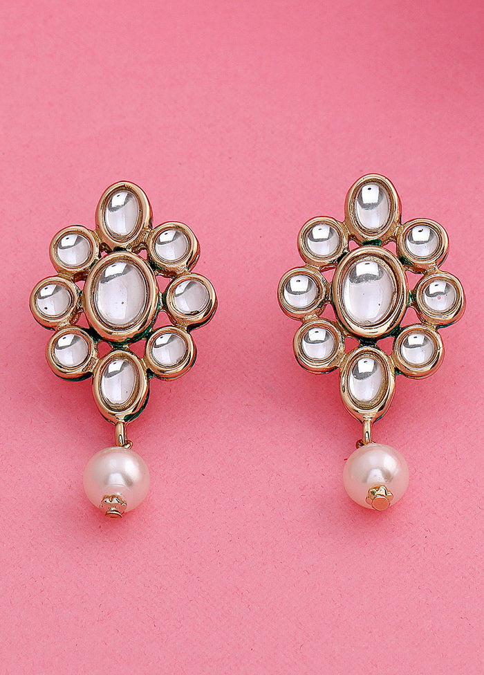 Estelle Trendy Fancy Party Wear Gold Plated Pearl Drop Stud Earrings - Indian Silk House Agencies