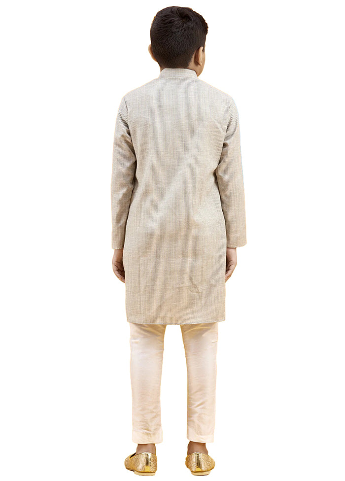 2 Pc Grey Pure Cotton Kurta Pajama Set - Indian Silk House Agencies
