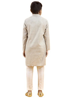 2 Pc Grey Pure Cotton Kurta Pajama Set - Indian Silk House Agencies