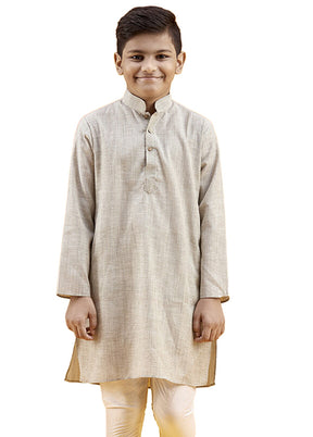 2 Pc Grey Pure Cotton Kurta Pajama Set - Indian Silk House Agencies