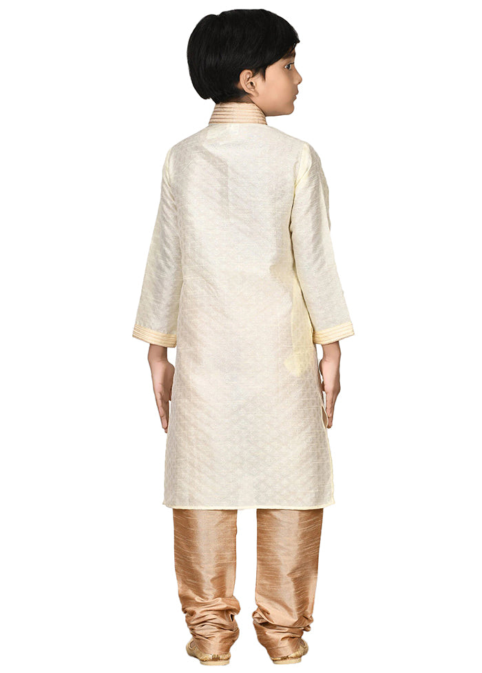 2 Pc Cream Pure Cotton Kurta Pajama Set - Indian Silk House Agencies