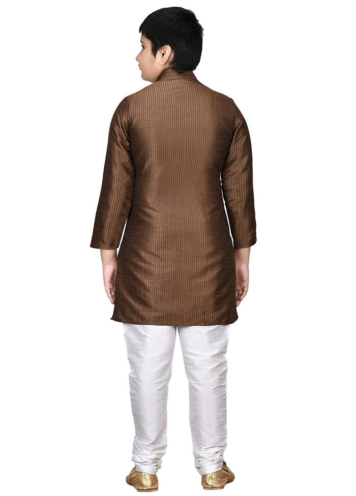 2 Pc Brown Pure Cotton Kurta Pajama Set - Indian Silk House Agencies