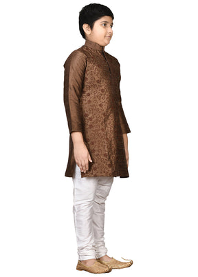 2 Pc Brown Pure Cotton Kurta Pajama Set - Indian Silk House Agencies