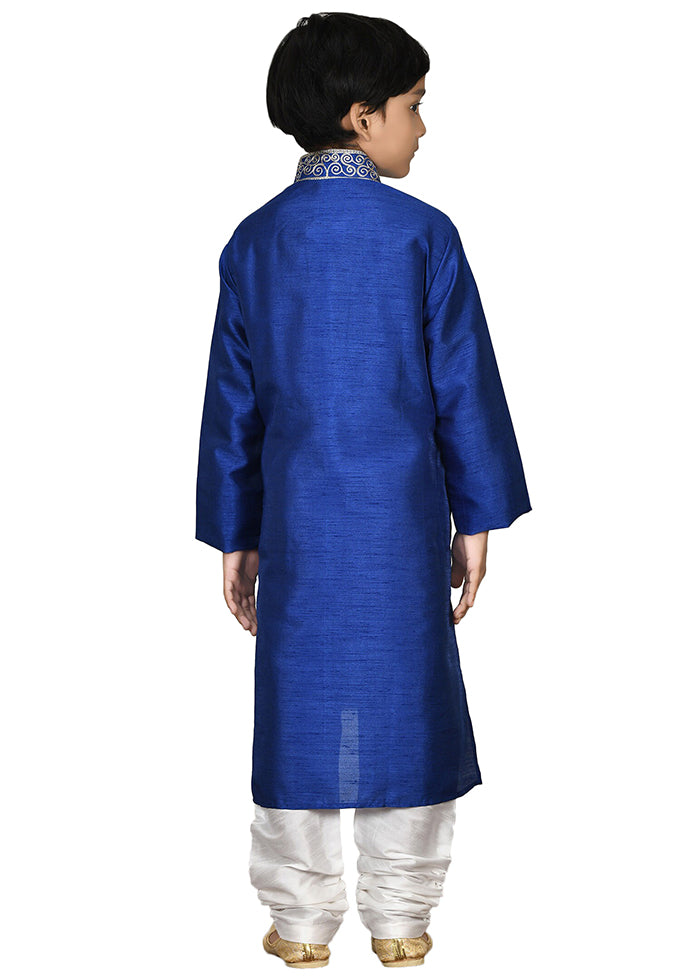 2 Pc Blue Pure Cotton Kurta Pajama Set - Indian Silk House Agencies
