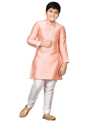 2 Pc Peach Pure Cotton Kurta Pajama Set - Indian Silk House Agencies