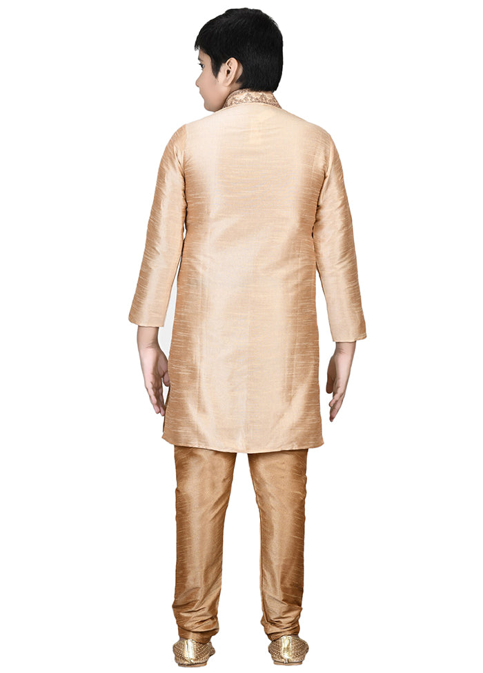2 Pc Gold Pure Cotton Kurta Pajama Set - Indian Silk House Agencies