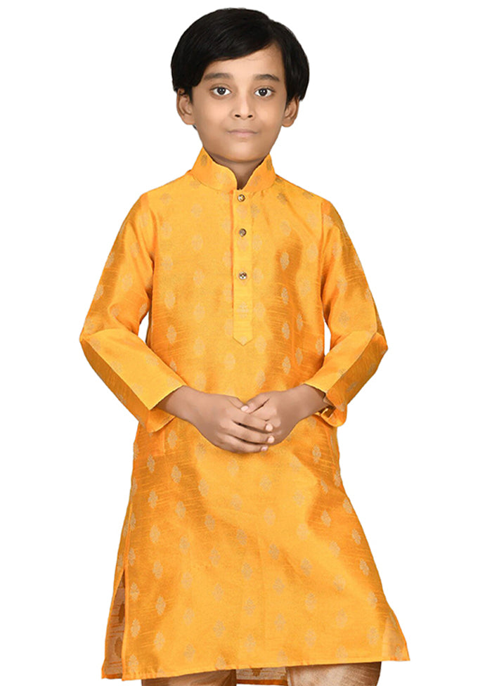 2 Pc Yellow Pure Cotton Kurta Pajama Set - Indian Silk House Agencies