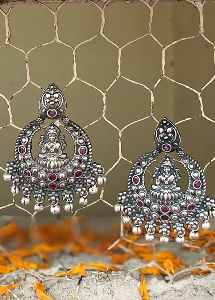 Temple Silver Tone Drop Earrings - Indian Silk House Agencies