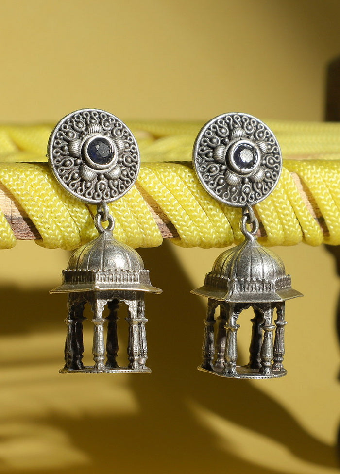 Tribal Dome Shape Silver Toned Earrings - Indian Silk House Agencies