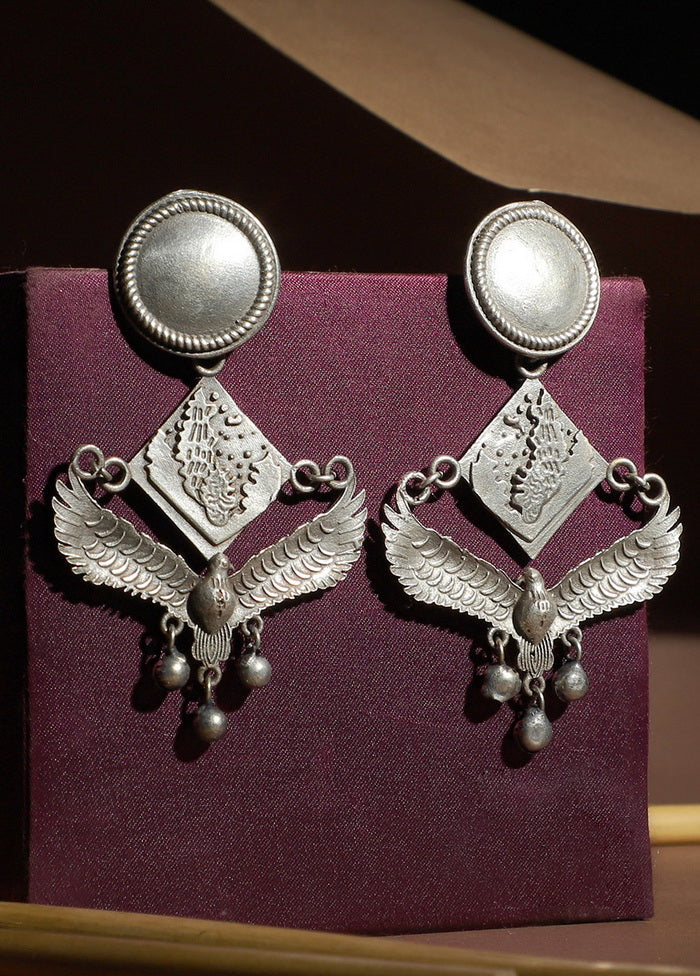 Antique Handcrafted Silver Toned Earrings - Indian Silk House Agencies