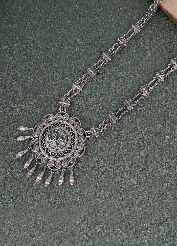 Drop Pattern Round Shape Silver Tone Brass Necklace - Indian Silk House Agencies