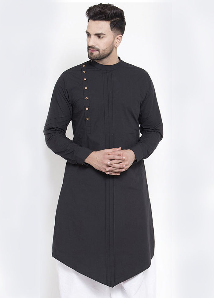 Black Solid Cotton Kurta VDSF100416 - Indian Silk House Agencies