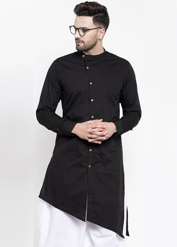 Black Solid Cotton Kurta VDSF100417 - Indian Silk House Agencies