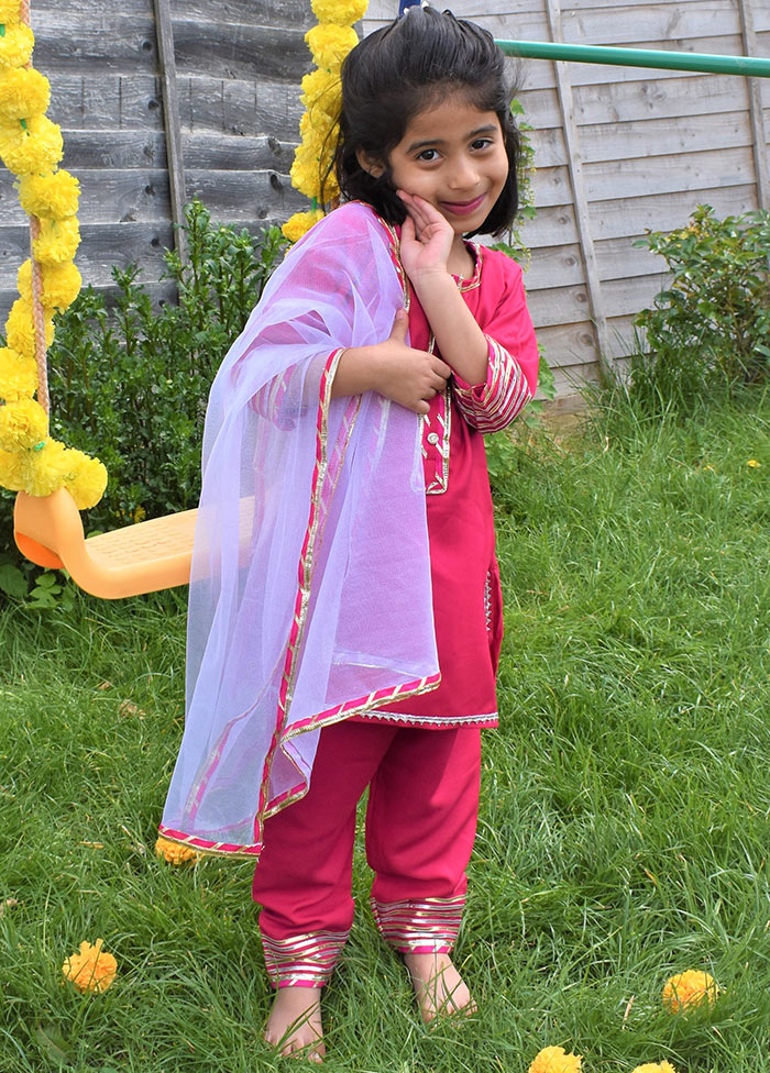 Pink Patiala Suit For Little Girls - Indian Silk House Agencies