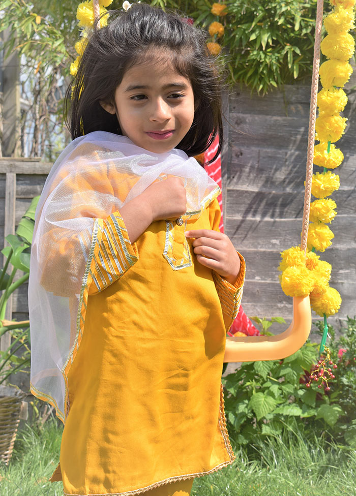 Mustard Yellow Suit For Little Girls - Indian Silk House Agencies