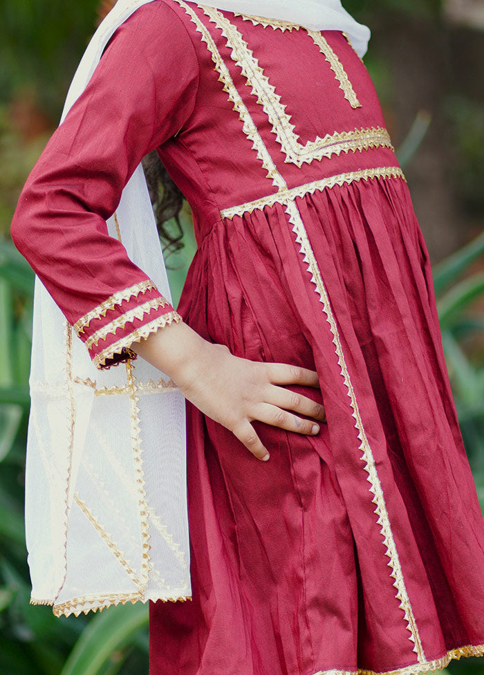 Maroon Suit Set For Little Girls - Indian Silk House Agencies