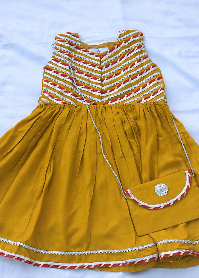 Yellow Cotton Flared Dress - Indian Silk House Agencies
