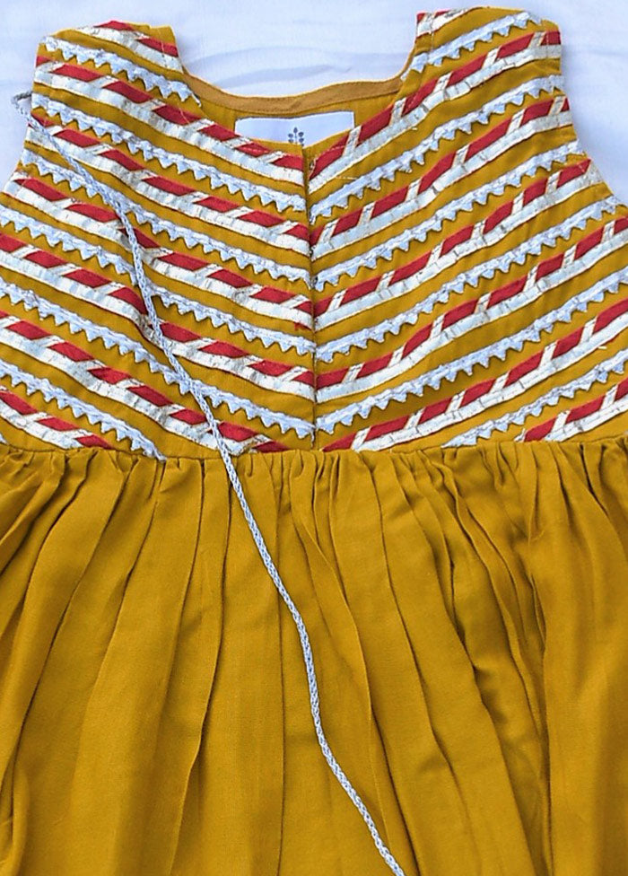 Yellow Cotton Flared Dress - Indian Silk House Agencies