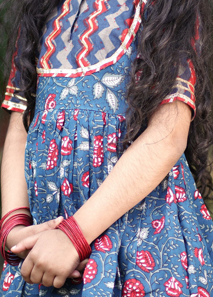 Blue Cotton Printed Sharara Set For Girls - Indian Silk House Agencies