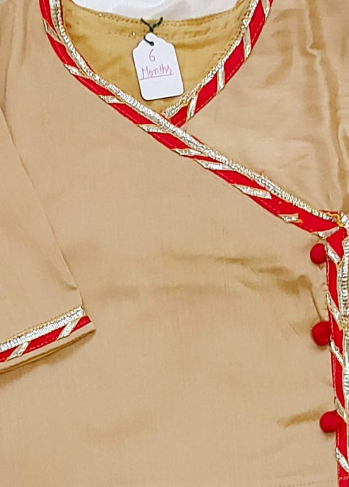 2 Pc Beige Cotton Kurta Pajama Set - Indian Silk House Agencies
