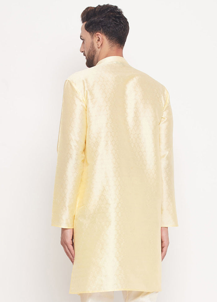 Light Yellow Readymade Silk Kurta VDVAS15062225 - Indian Silk House Agencies