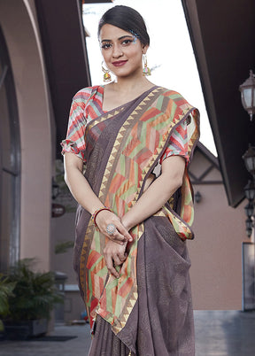 Brown Spun Silk Saree With Blouse Piece - Indian Silk House Agencies