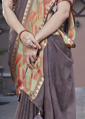 Brown Spun Silk Saree With Blouse Piece - Indian Silk House Agencies