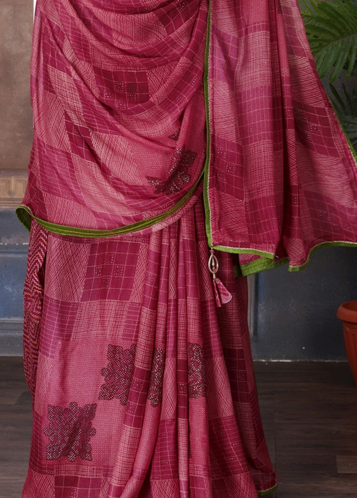 Maroon Chiffon Saree With Blouse Piece - Indian Silk House Agencies