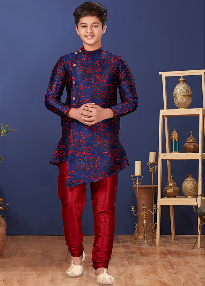 Purple Zari Woven Kurta Pajama Set - Indian Silk House Agencies