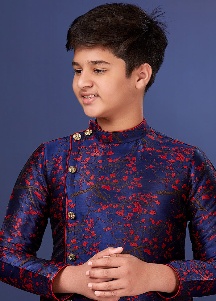 Purple Zari Woven Kurta Pajama Set - Indian Silk House Agencies