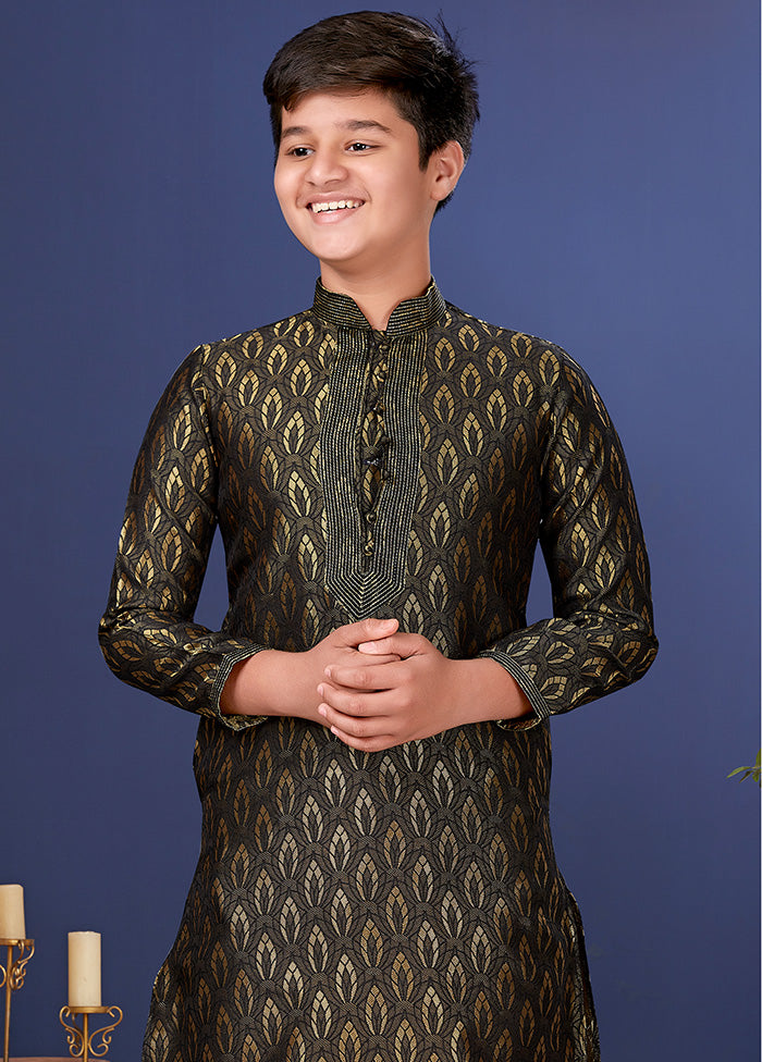 Green Jacquard Silk Kurta Pajama Set - Indian Silk House Agencies