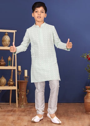 Blue Embroidered Kurta Pajama Set - Indian Silk House Agencies