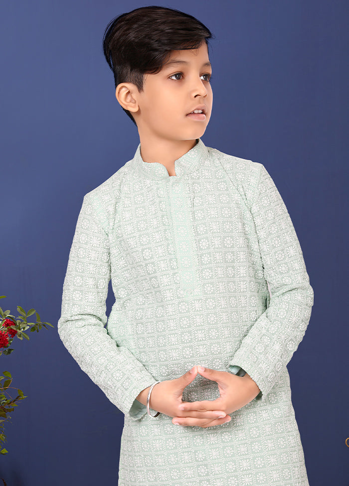 Blue Embroidered Kurta Pajama Set - Indian Silk House Agencies