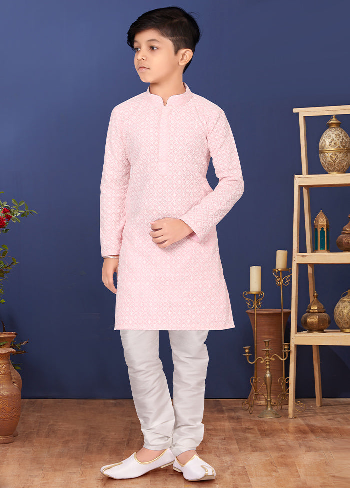 Pink Embroidered Kurta Pajama Set - Indian Silk House Agencies
