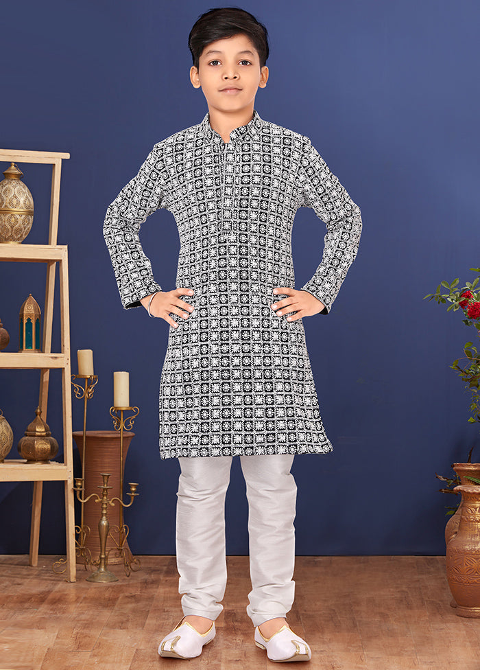 White Embroidered Kurta Pajama Set - Indian Silk House Agencies
