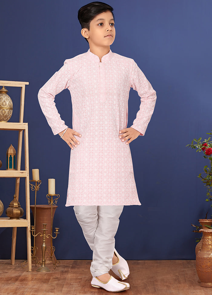 Pink Embroidered Kurta Pajama Set - Indian Silk House Agencies