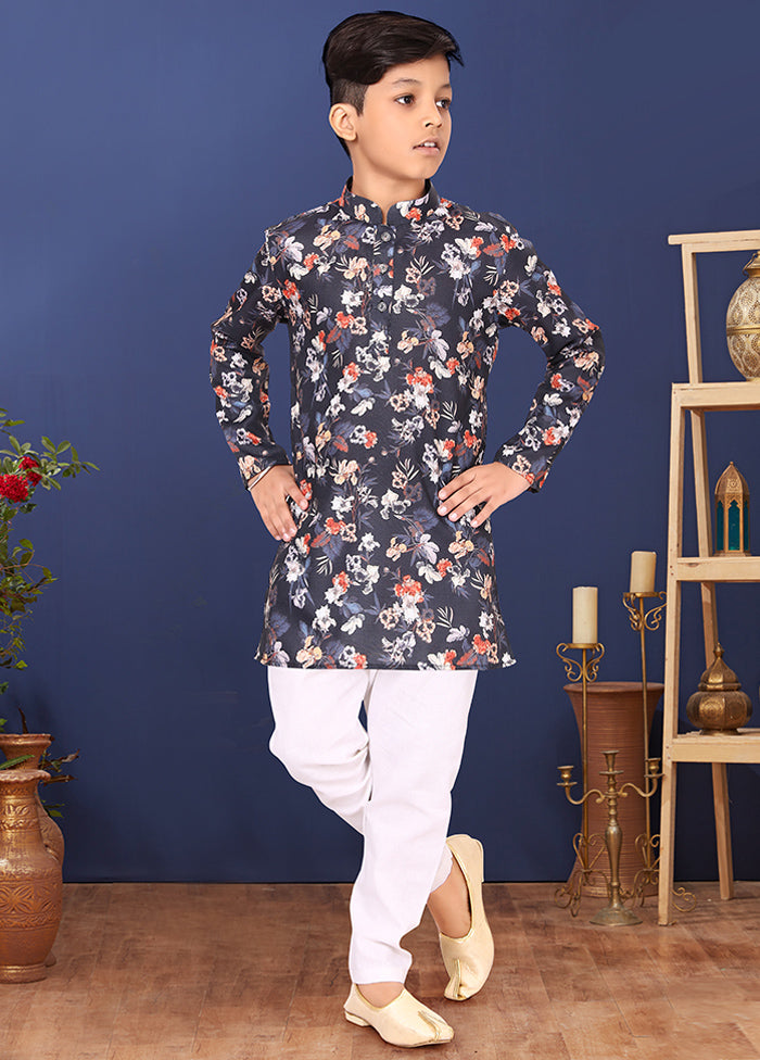 Blue Printed Kurta Pajama Set - Indian Silk House Agencies