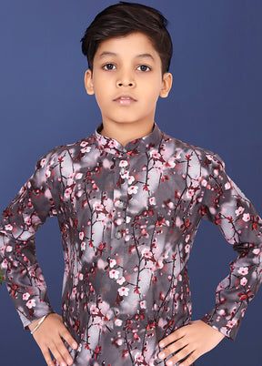 Grey Printed Kurta Pajama Set - Indian Silk House Agencies