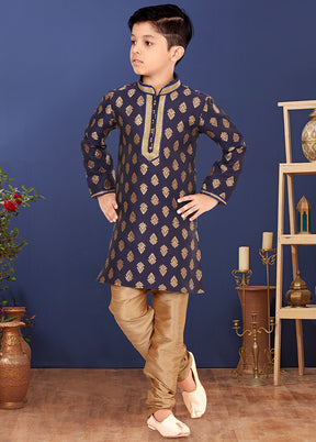 Blue Jacquard Silk Kurta Pajama Set - Indian Silk House Agencies