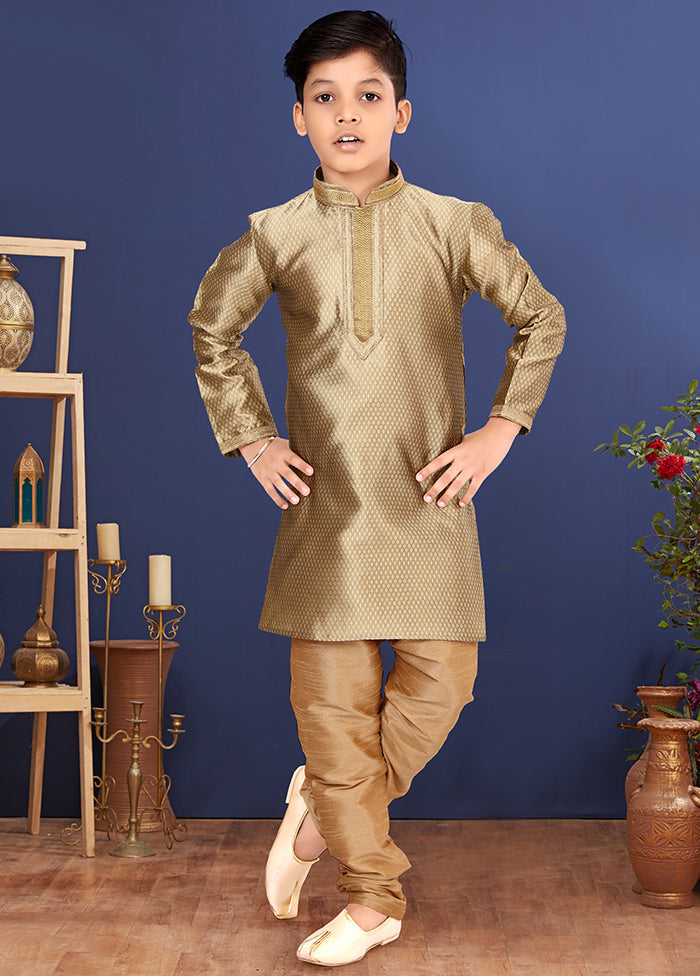 Gold Zari Woven Kurta Pajama Set - Indian Silk House Agencies