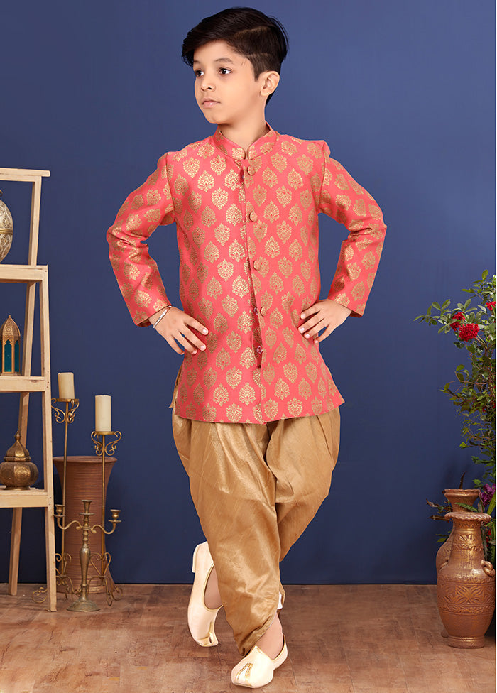 Pink Jacquard Silk Kurta Pajama Set - Indian Silk House Agencies