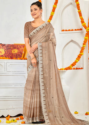 Mauve Chiffon Silk Embroidered Saree With Blouse Piece - Indian Silk House Agencies