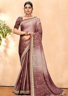 Mauve Chiffon Silk Embellished Saree With Blouse Piece - Indian Silk House Agencies