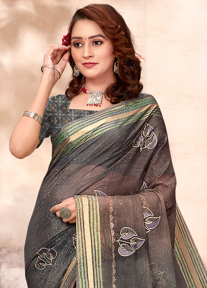 Black Chiffon Silk Zari Woven Saree With Blouse Piece - Indian Silk House Agencies